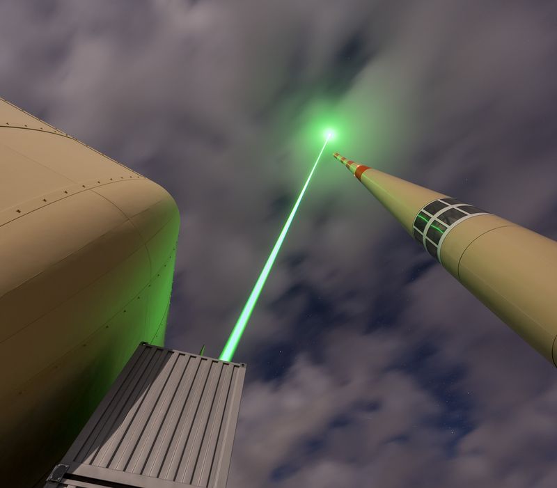 Umgeleiteter Blitz durch grünen Laser