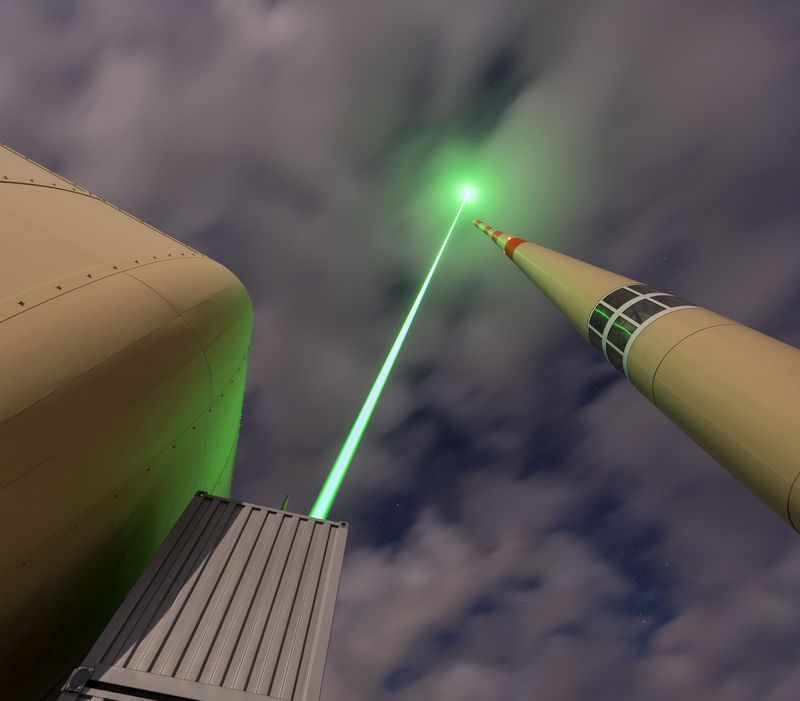 Umgeleiteter Blitz durch grünen Laser