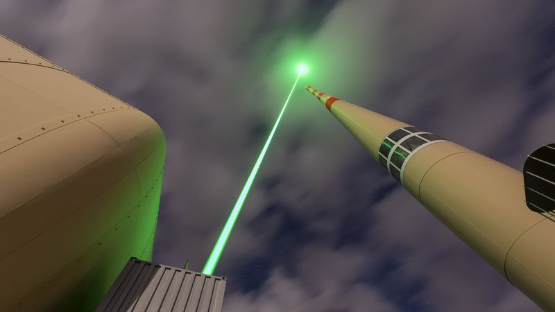 Umgeleiteter Blitz durch grünen Laser